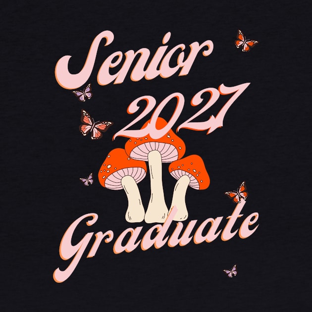 Retro Mushroom Senior 2027 Graduate by Indecott